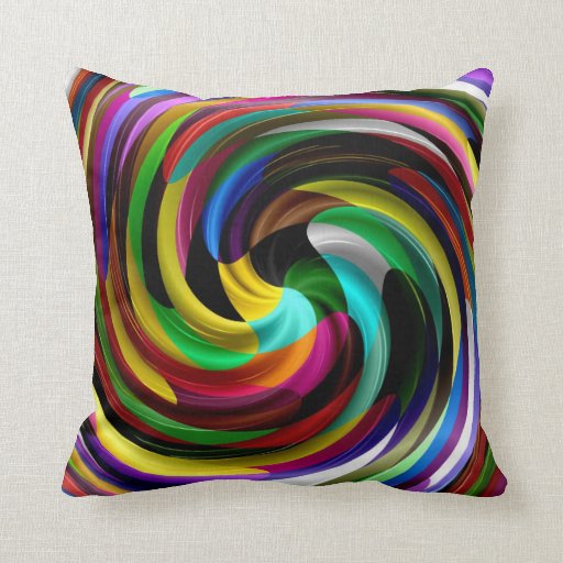 Image of Multi Coloured Swirl Retro Art Design Abstract Cushion