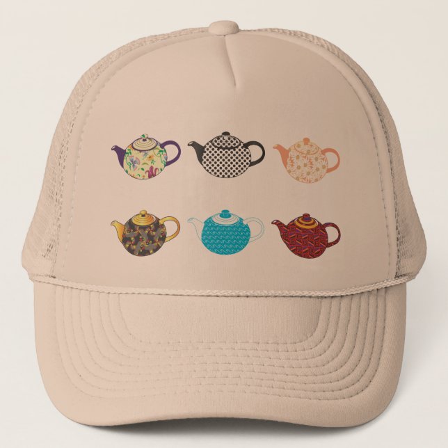 Multi-coloured Tea Kettles Trucker Hat (Front)