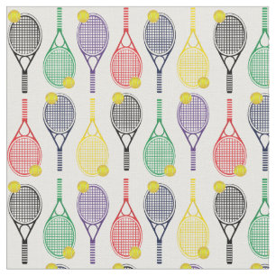 Multi-Coloured Tennis Racquet Ball Pattern Fabric