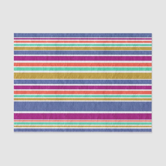 Multi-Coloured Textile Stripes Tissue Paper (Front)