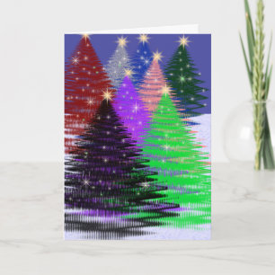Multi-Coloured Trees Holiday Card