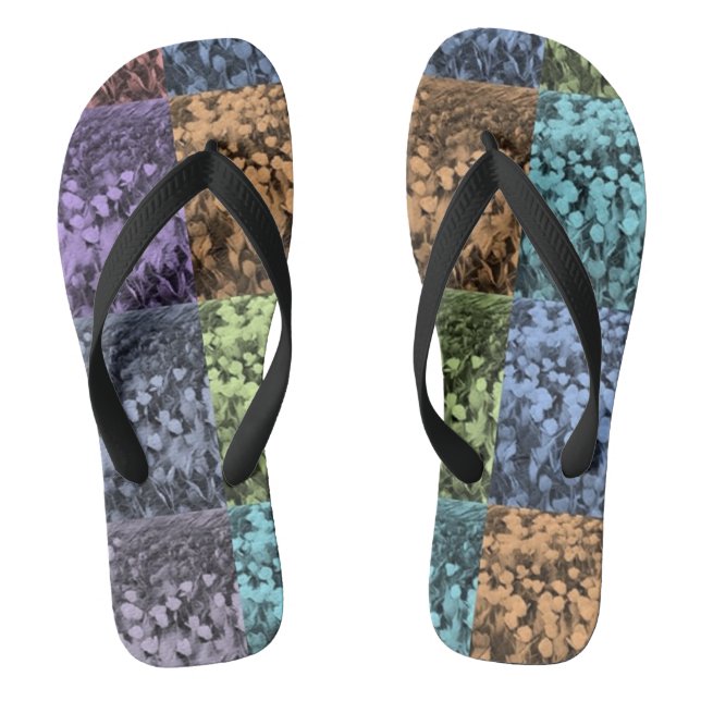 Multi-Coloured Tulip Floral Wide Strap Flip Flops (Footbed)