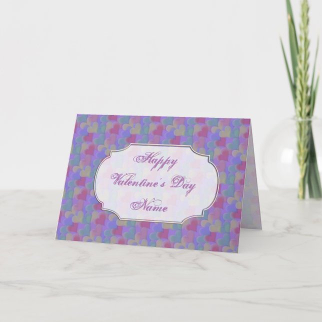 Multi-coloured Valentine Hearts Greeting Card (Front)