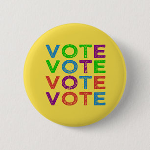 Multi-coloured VOTE 6 Cm Round Badge