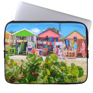Multi Coloured Wood Cottages Long Bay Beach Laptop Sleeve