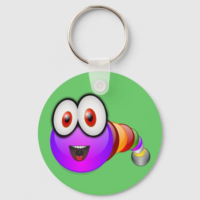 Multi coloured Worm Key Ring (Front)