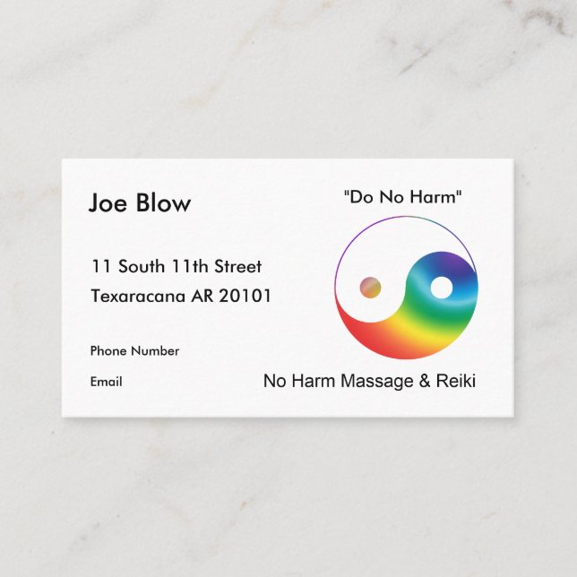Multi Coloured Yinyang Symbol Appointment Card (Front)