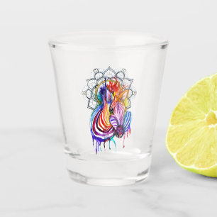 Multi-Coloured Zebra With Mandella Shot Glass