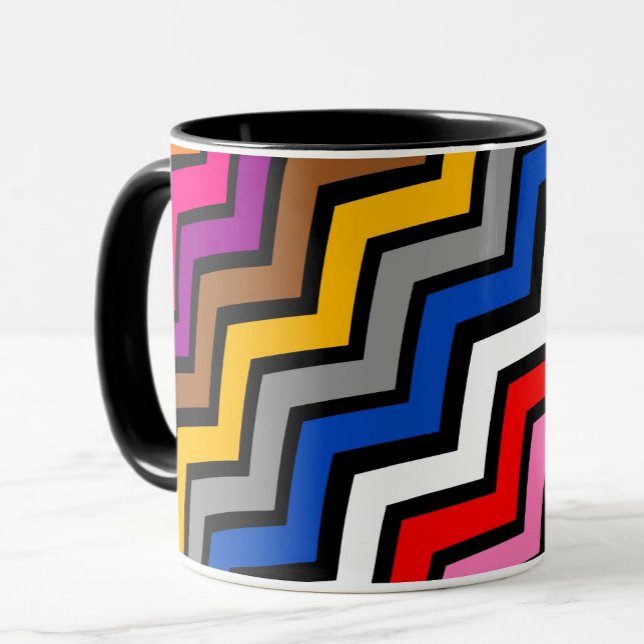 Multi Coloured Zigzag Chevron Black Design  Mug (Creator Uploaded)