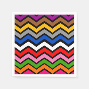 Multi Coloured Zigzag Chevron Black Design  Napkin