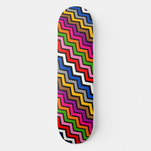 Multi Coloured Zigzag Chevron Black Design  Skateboard