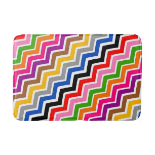 Multi Coloured Zigzag Chevron Pattern Design  Bath Mat