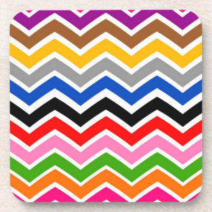Multi Coloured Zigzag Chevron Pattern Design Coaster