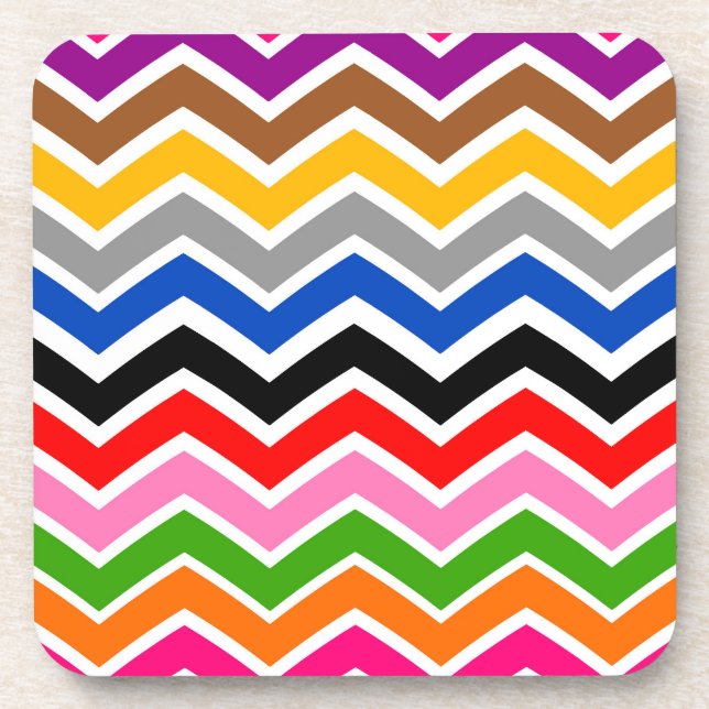 Multi Coloured Zigzag Chevron Pattern Design  Coaster (Front)