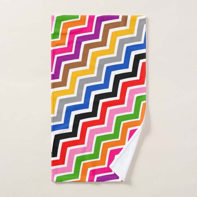 Multi Coloured Zigzag Chevron Pattern Design  Hand Towel (Hand Towel)
