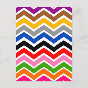 Multi Coloured Zigzag Chevron Pattern Design Postcard