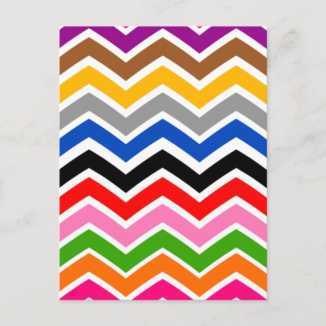 Multi Coloured Zigzag Chevron Pattern Design  Postcard (Front)