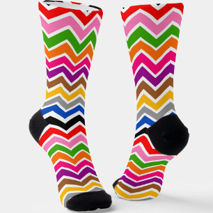 Multi Coloured Zigzag Chevron Pattern Design Socks