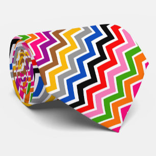 Multi Coloured Zigzag Chevron Pattern Design Tie