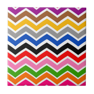 Multi Coloured Zigzag Chevron Pattern Design Tile