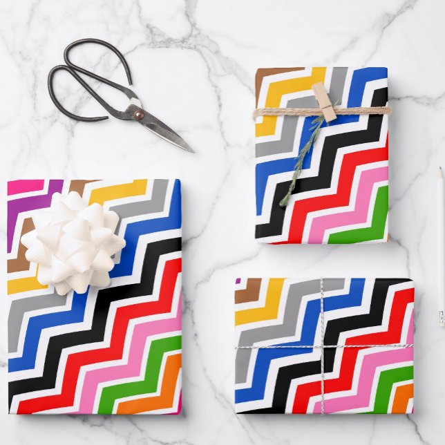 Multi Coloured Zigzag Chevron Pattern Design  Wrapping Paper Sheet (Creator Uploaded)