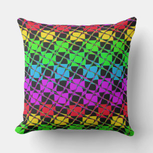 Multi colourful chequered rainbow mirror image outdoor cushion