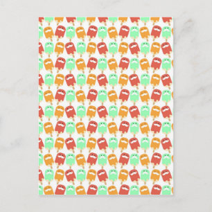 Multi -colourful Ice Cream with Moustaches Postcard