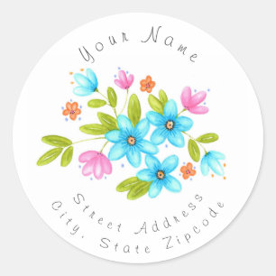 'Multi Colourful Watercolor Bouquet' Label