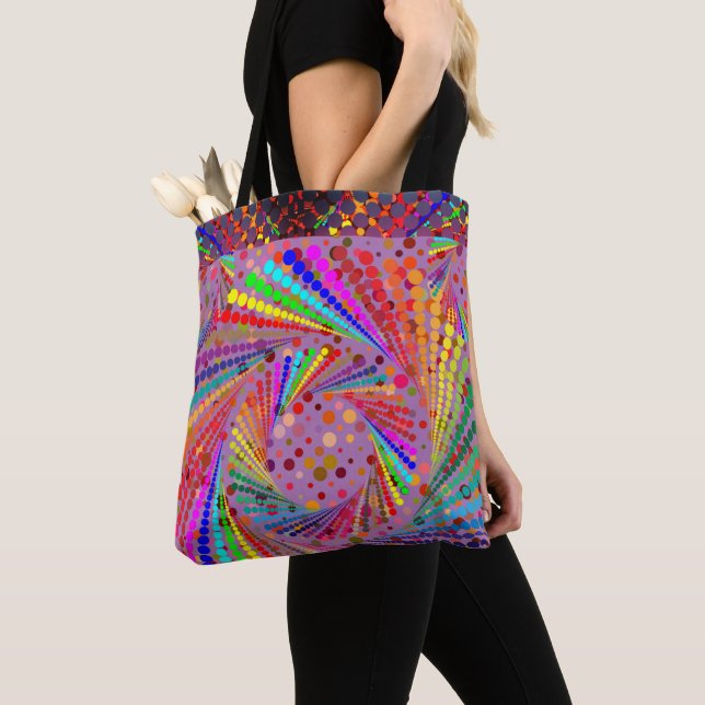Multi-colours Artful Reusable Fun and Colourful Tote Bag (Close Up)