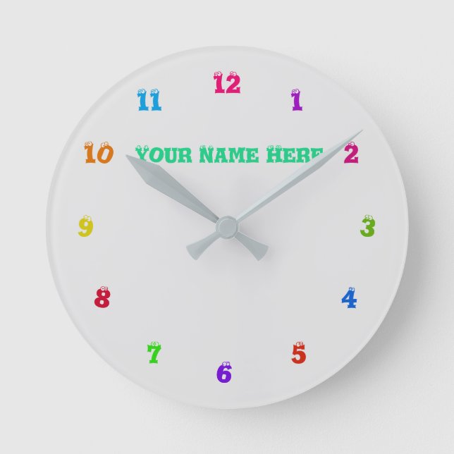 Multi Colours - Customisable - Choose Your Fonts - Round Clock (Front)