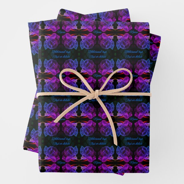 Multi Colours Rose Fantasy Flower Personalised Wrapping Paper Sheet (In situ)