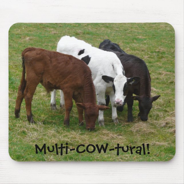 Multi-COW-tural. Multicultural Cattle Mouse Mat (Front)