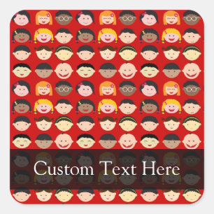 Multi-Cultural Children Square Sticker