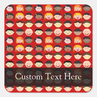Multi-Cultural Children Square Sticker