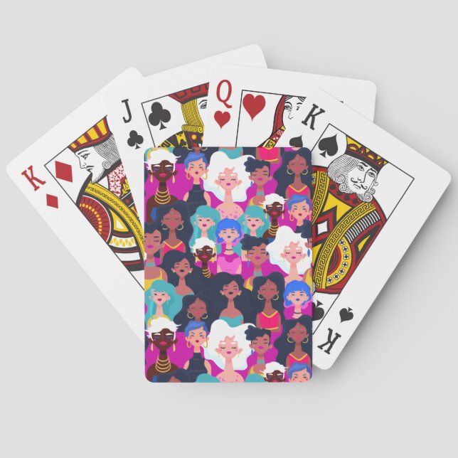 Multi-Cultural Women's Faces Pattern Playing Cards (Back)