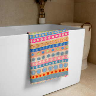 Multi Dots and Stripes Pastel Bath Towel Set