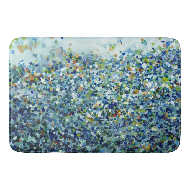 Multi Dots Navy Coastal Bathroom Bath Mat (Front)