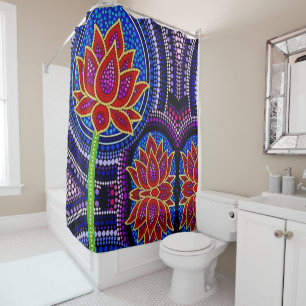 Multi Dotted Flowers Shower Curtain