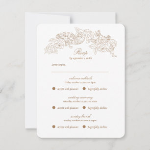 Multi Event Vintage Golden Brown Romantic RSVP Card