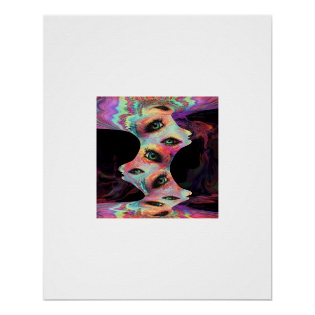Multi-Eyed Psychedelic Face Trippy Poster (Front)
