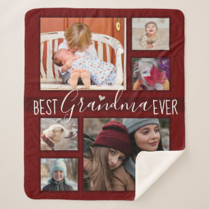 Multi Family Photo Best Grandma Ever Wine Sherpa Blanket