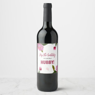 Multi Floral Bridal Showe Pop the Bubbly Wine Label