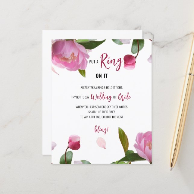 Multi Floral Bridal Shower Game Paper Sheet (Front/Back In Situ)