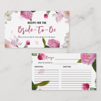 Multi Floral Bridal Shower Recipe  Enclosure Card