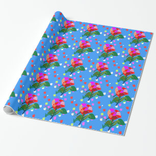 Multi  FLOWERS DOTS :Happy Holiday Gift Packing Wrapping Paper