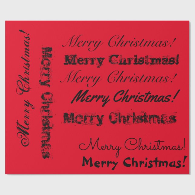Multi-font Christmas lettering Wrapping Paper (Flat)
