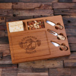 Multi-Functional Engraved Bamboo Serving Tray<br><div class="desc">Affordable classic cheese serving tray with three nifty tools all personalized engraved as per your request. We can engrave anything you want on this. Perfect house warming gift.</div>