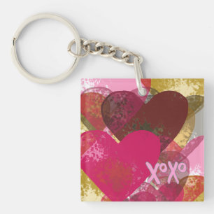 Multi heart Abstract Design Key Ring