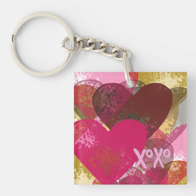 Multi heart Abstract Design Key Ring (Front)