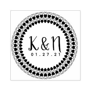 Multi Heart Circular Initial Logo Wedding Stamp